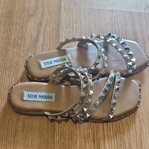 Steve Madden Tan Studded Sandals